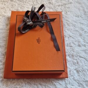 Hermès Orange Shopping Bag with Brown Handles